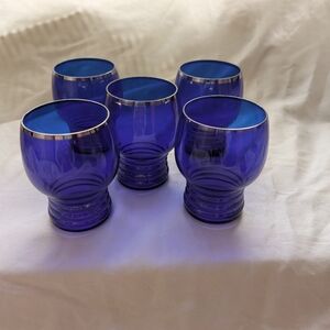 Westn Art Deco Cobalt Blue Glasses with Silver Rim